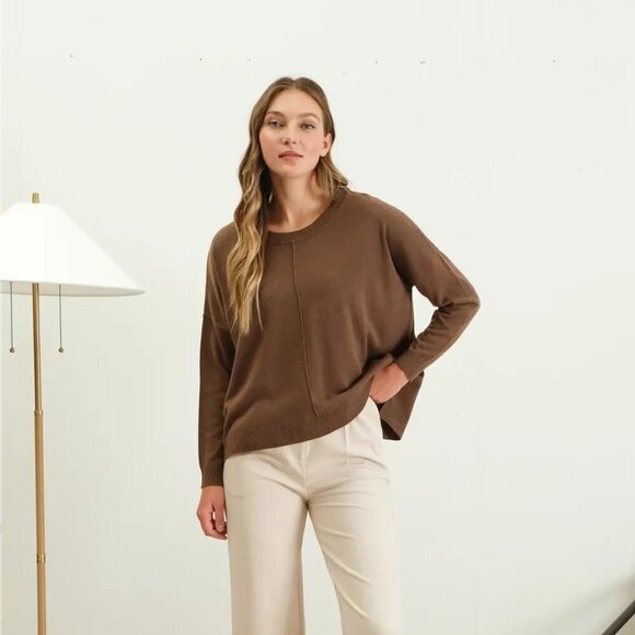006 - Extended Shoulder Sweater - Mocha - Picture 1 of 2